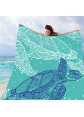 Mint Green Animal Polyester Print Beach Blanket