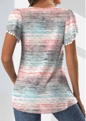 Ombre Textured Fabric Light Pink Short Sleeve T Shirt