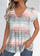 Ombre Textured Fabric Light Pink Short Sleeve T Shirt