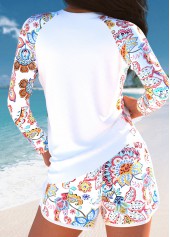 Paisley Print Patchwork White Tankini Set