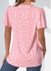 Pink Plus Size Geometric Print Blouse