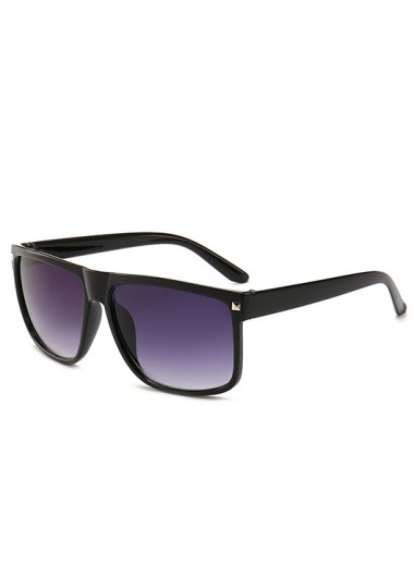 Retro Rivet Detail Geometric Black Sunglasses