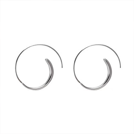 Silvery White Alloy Round Design Earrings