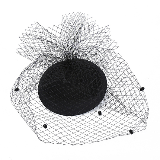 Mesh Fuzzy Ball Detail Black Hat