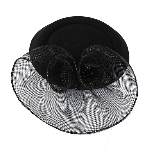 Mesh Detail Round Pearl Black Hat