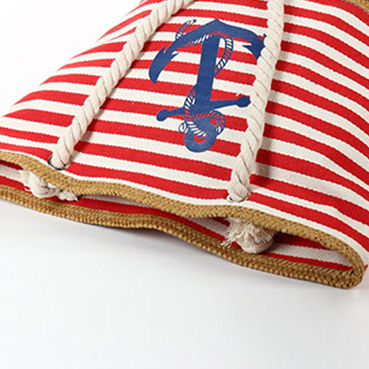 Patchwork Red Striped Open Shoulder Bag