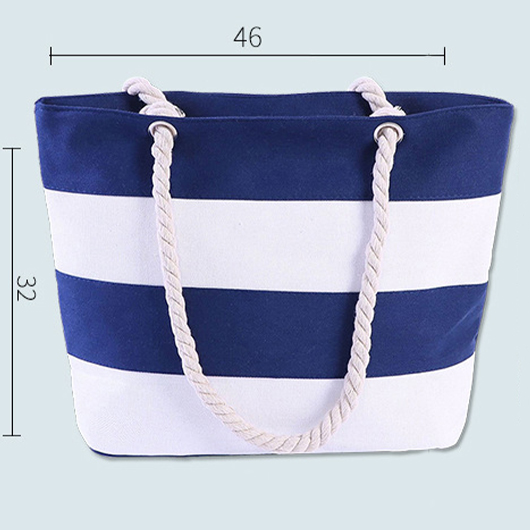 Contrast Navy Striped Zip Shoulder Bag