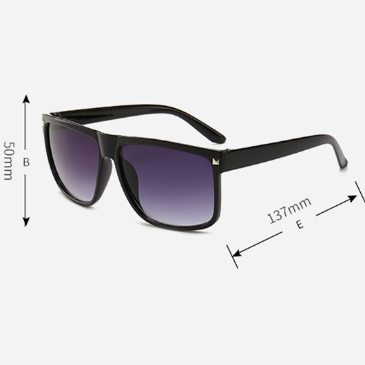 Retro Rivet Detail Geometric Black Sunglasses