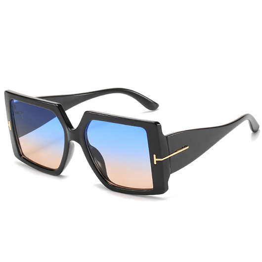 Geometric Black Ombre Metal Detail Sunglasses
