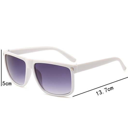 Ombre Rivet Detail Geometric White Sunglasses