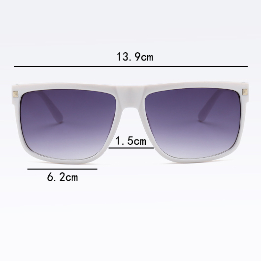 Ombre Rivet Detail Geometric White Sunglasses