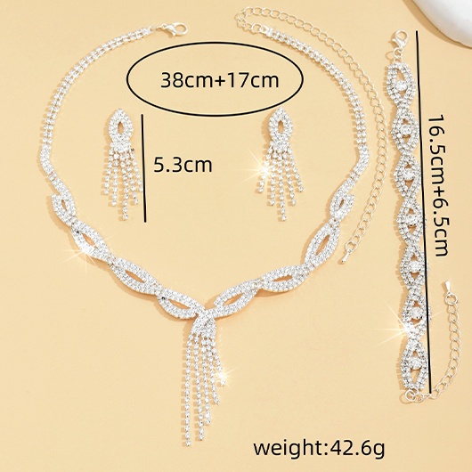 Silvery White Bracelet Necklace and Bracelet