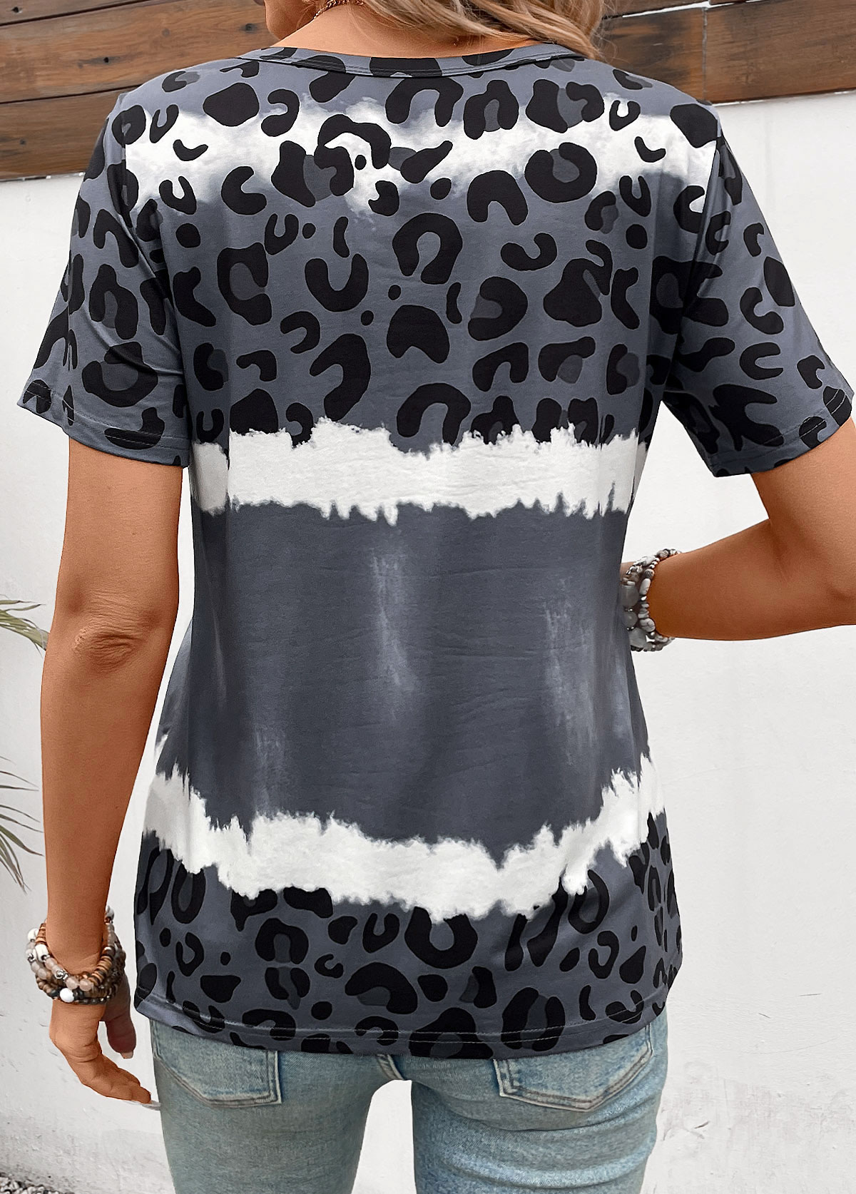 Leopard Lightweight Dark Grey Short Sleeve T Shirt