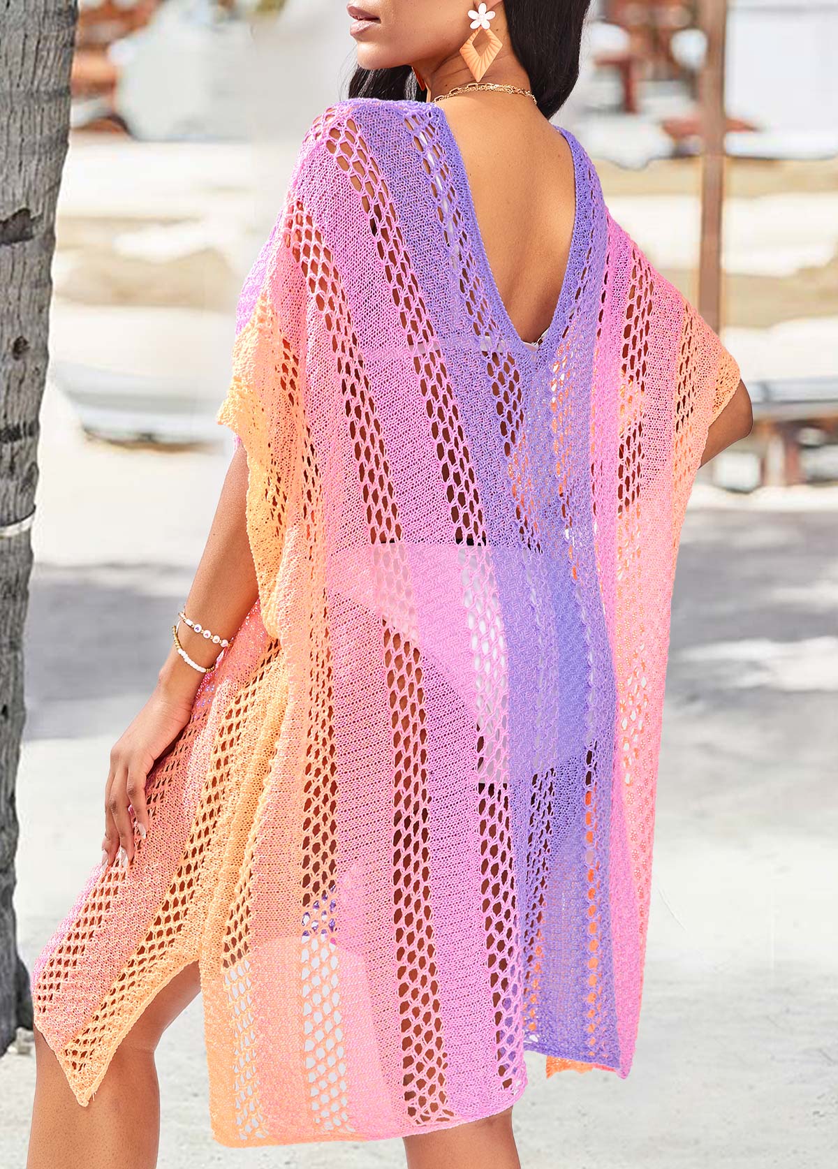 Ombre Mesh Light Pink Cover Up