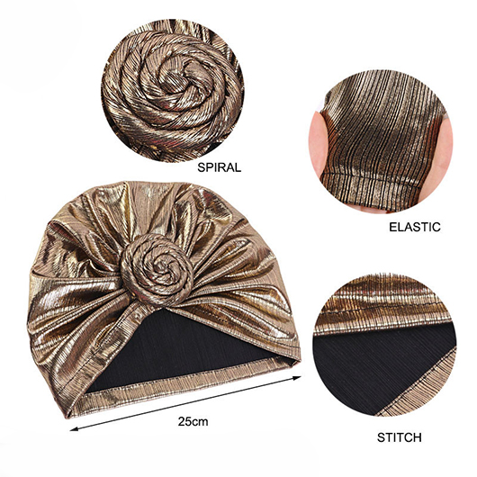 Champagne Spiral Hot Stamping Floral Turban Hat