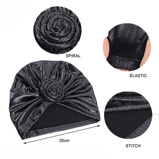 Black Spiral Hot Stamping Floral Turban Hat