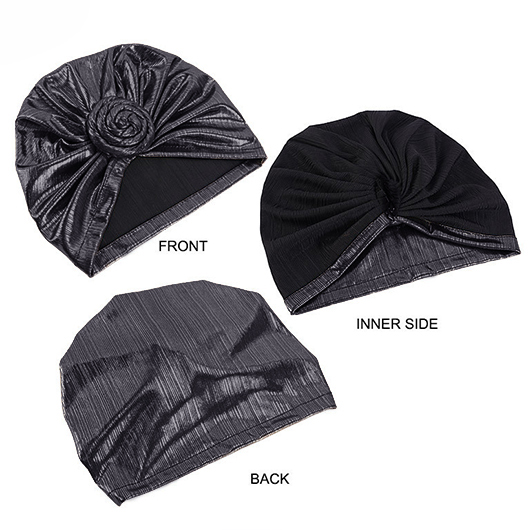Black Spiral Hot Stamping Floral Turban Hat