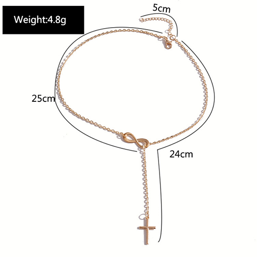 Cross Eight Design Alloy Gold Necklace