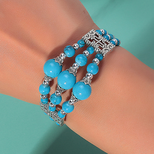 Layered Design Neon Blue Alloy Bracelet