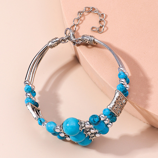 Layered Design Neon Blue Alloy Bracelet