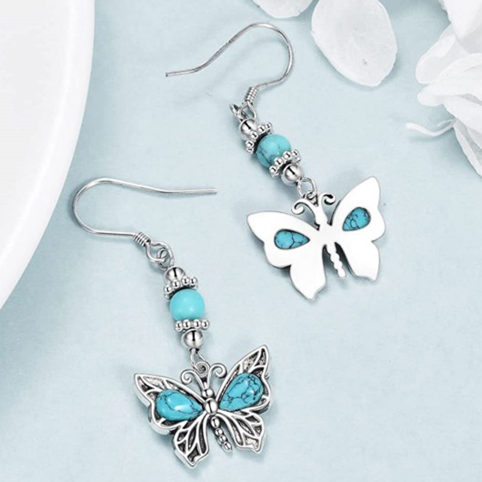 Mint Green Alloy Butterfly Design Earrings