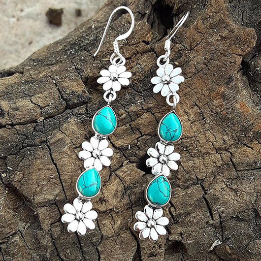 Floral Design Mint Green Alloy Earrings
