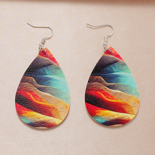Graphic Multi Color Faux Leather Earrings
