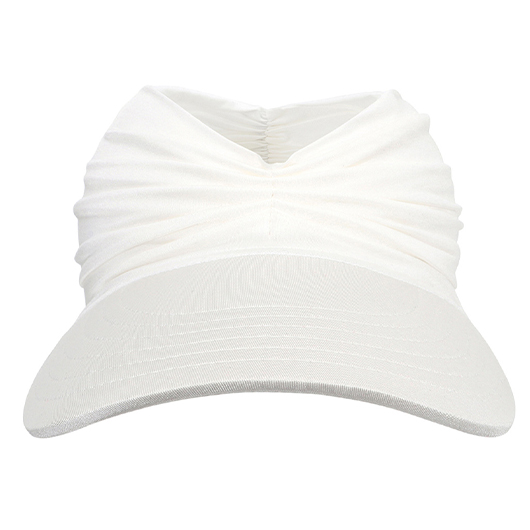 Ruched Detailed White Sun Visor Hat