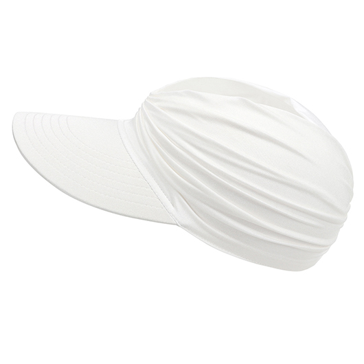 Ruched Detailed White Sun Visor Hat