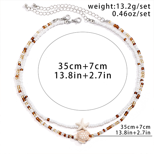 White Color Summer Ocean-themed Layered Necklace
