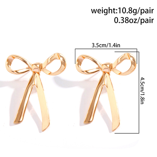 Gold Geometric Metal Bow Alloy Earrings