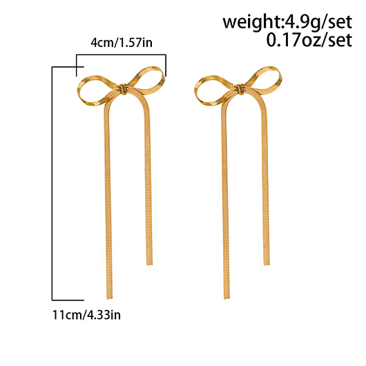 Gold Metal Geometric Bow Alloy Earrings