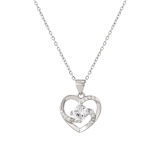 Silvery White Heart Geometric Alloy Necklace