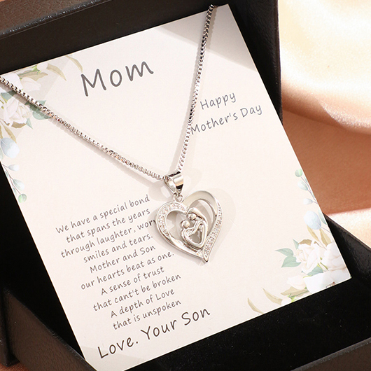 Silvery White Heart Geometric Alloy Necklace