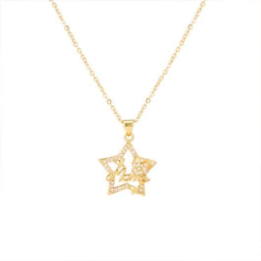 Gold Letter Patchwork Star Alloy Necklace