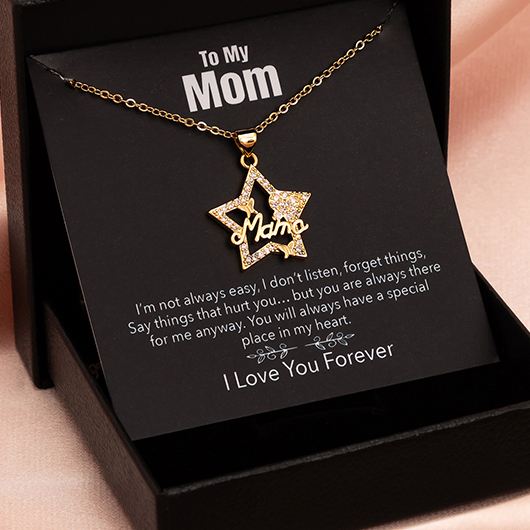 Gold Letter Patchwork Star Alloy Necklace