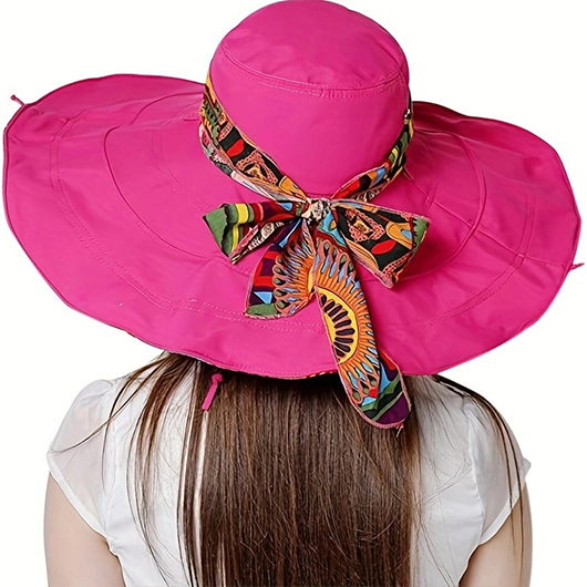 Bowknot Tribal Print Hot Pink Visor Hat