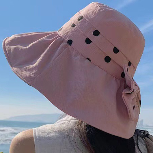 Polka Dot Pink Vinyl Sunscreen Visor Hat