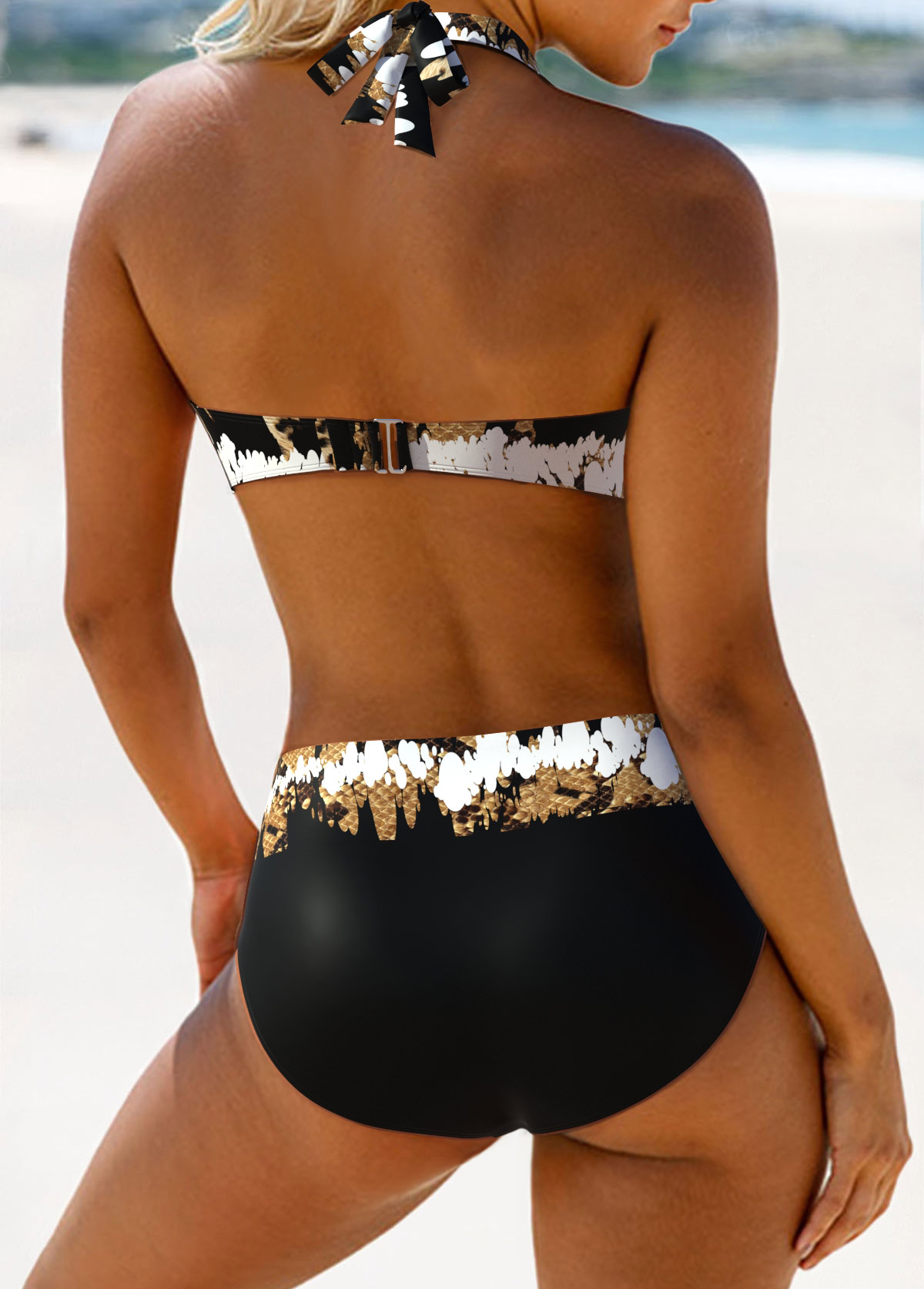 Leopard Criss Cross Black Bikini Set