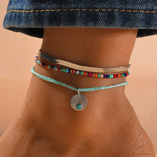 Beaded Multi Color Round Anklets Set