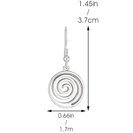 Spiral Round Alloy Silvery White Earrings