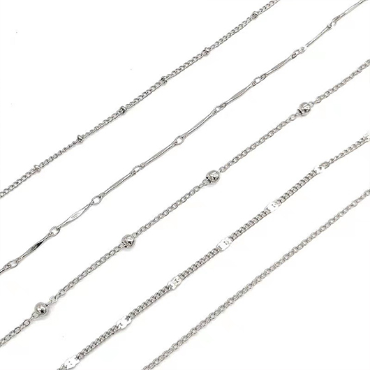 Beaded Silvery White Copper Anklets Set