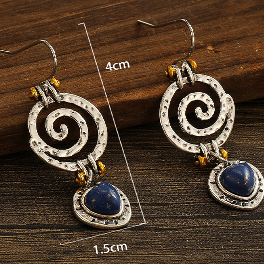 Cutout Spiral Design Silver Alloy Earrings