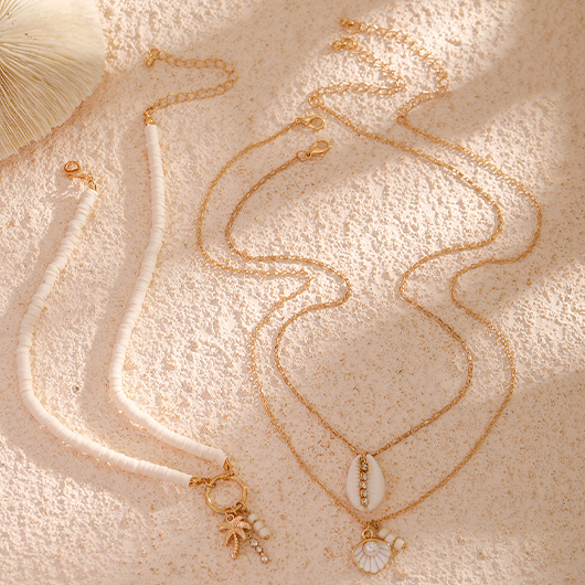 Gold Coconut Palm Alloy Layered Necklace