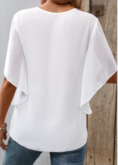 Fake 2in1 White Short Sleeve V Neck T Shirt