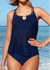 Criss Cross Back Shinning Navy Tankini Set