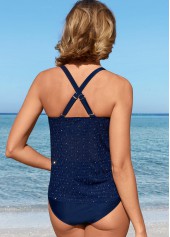Criss Cross Back Shinning Navy Tankini Set