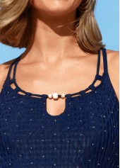 Criss Cross Back Shinning Navy Tankini Set