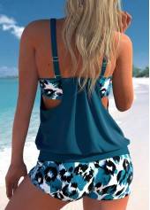 Leopard Fake 2in1 Peacock Blue Tankini Set