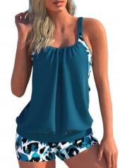 Leopard Fake 2in1 Peacock Blue Tankini Set